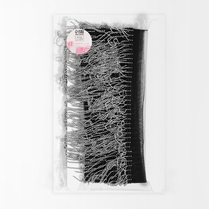 Тесьма металлизированная &laquo;Бахрома&raquo;, 5 см, 4,5 &plusmn; 0,5 м, цвет чёрный