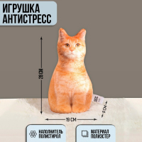 Игрушка-антистресс &laquo;Рыжий кот&raquo;, 19х28 см