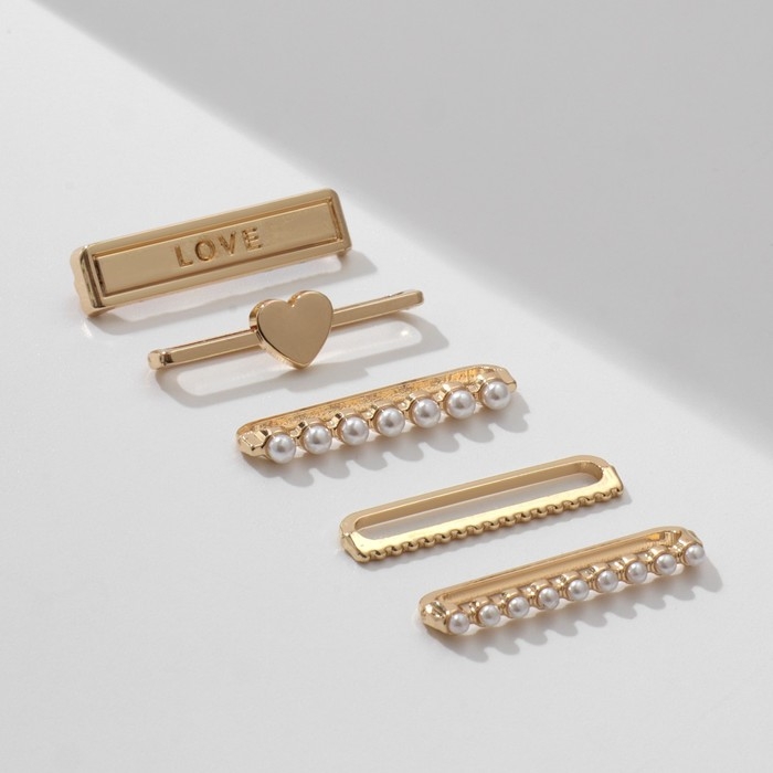 Шармы на ремешок для часов &laquo;Любовь&raquo;, набор 5 шт., цвет белый в золоте