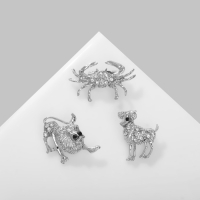 Брошь &laquo;Знаки зодиака&raquo; ассорти, гороскоп, цвет белый в серебре (неделимая фасовка 12 шт., цена за шт.)