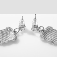 Серьги эмаль &laquo;Панды&raquo; с сердцами, цвет чёрно-белый в серебре