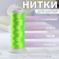 Нить атласная, 120D/2, 700 м, цвет салатовый №644 Нить атласная, 120D/2, 700 м, цвет салатовый №644
