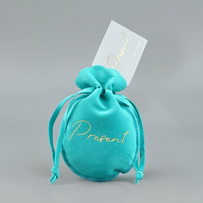Мешок замшевый «Подарок», тиффани, тиснение, 9 × 12 см Мешок замшевый «Подарок», тиффани, тиснение, 9 × 12 см