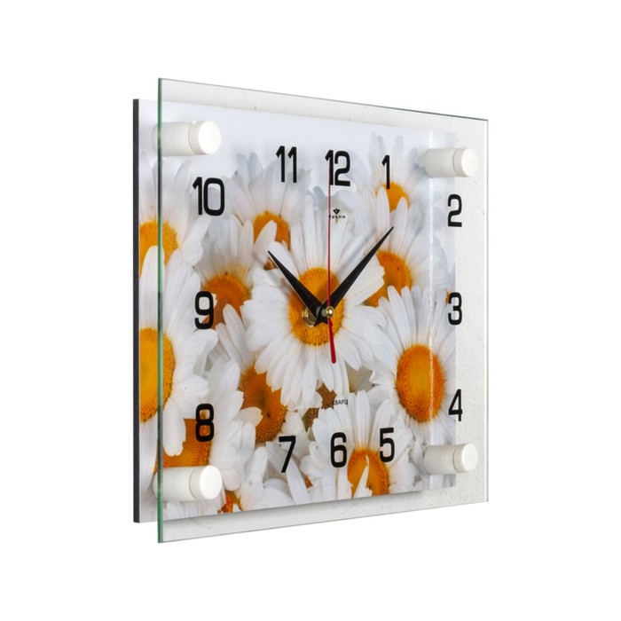 Часы настенные: Цветы, Часы настенные: Цветы, "Ромашки", бесшумные, 20 х 26 см