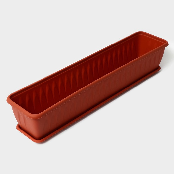 Ящик балконный «Алиция», 10 л, 80 см, с поддоном, цвет терракотовый Ящик балконный «Алиция», 10 л, 80 см, с поддоном, цвет терракотовый