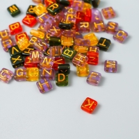Бусины для творчества пластик "Золотые английские буквы" прозрачные набор 20 гр 0,4х0,8х0,8см 923357