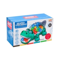 Крокодил &laquo;Шестерёнки&raquo;, свет и звук, работает от батареек, цвет зелёный