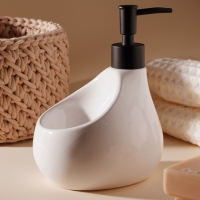 Дозатор для мыла с подставкой для губки Drop, 450 мл, цвет белый Дозатор для мыла с подставкой для губки Drop, 450 мл, цвет белый