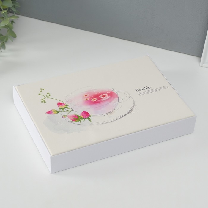 Фотоальбом на 100 фото кожзам 10х15 см "Розовый чай" в коробке 4х26х18 см