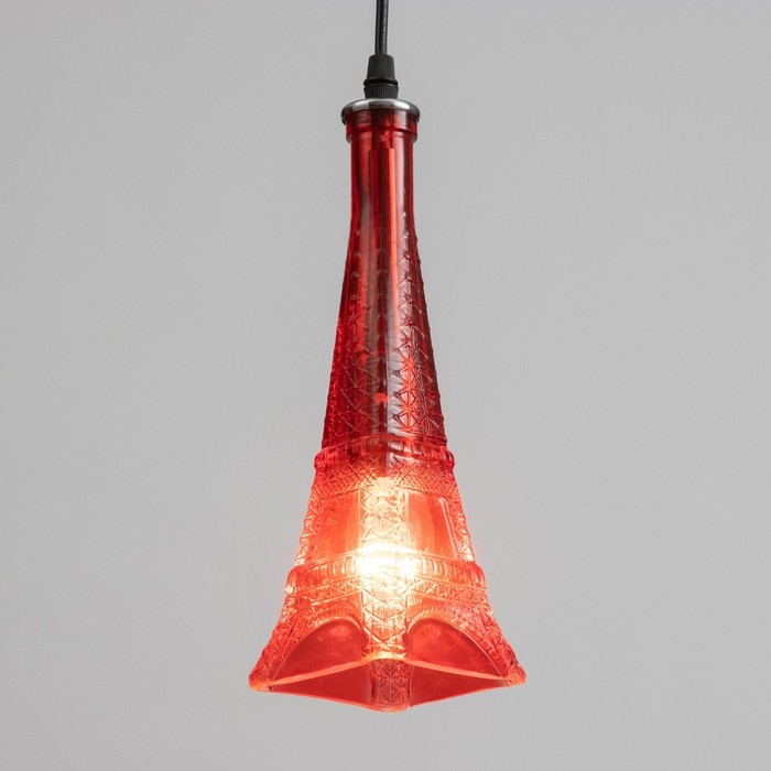 Светильник подвесной "Эйфель" Е14 40Вт красный 8х8х27-127см
