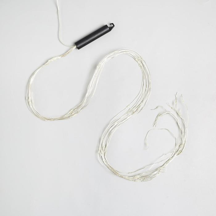 Гирлянда &laquo;Конский хвост&raquo; 10 нитей по 1 м, IP20, серебристая нить, 100 LED, свечение белое, 8 режимов, 12 В