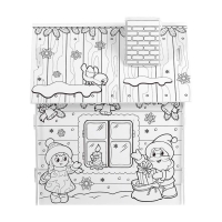 Домик-раскраска 3 в 1 &laquo;В гостях у Деда Мороза&raquo;, 5 фломастеров, 6 деталей