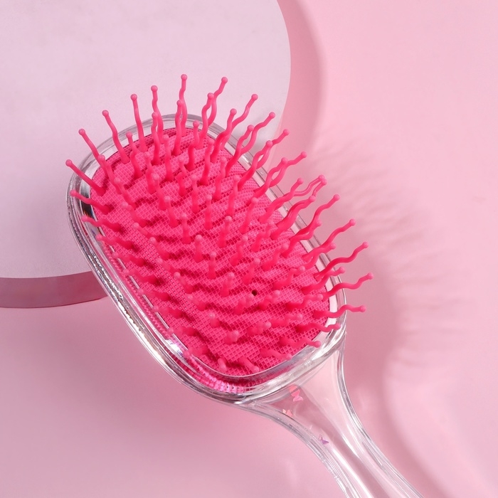 Расчёска массажная, широкая, 6 &times; 18 см, цвет розовый