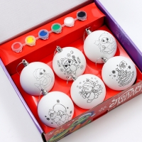 Ёлочные шары под раскраску на новый год «Чудесный подарок»», d = 7 см, новогодний набор для творчества Ёлочные шары под раскраску на новый год «Чудесный подарок»», d = 7 см, новогодний набор для творчества