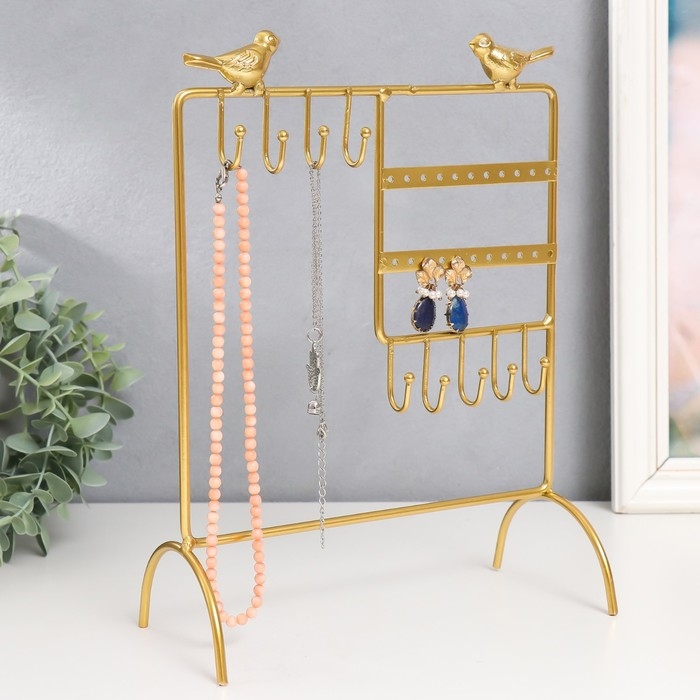 Сувенир металл подставка для украшений Сувенир металл подставка для украшений "Две птички" золото 20х10х26 см