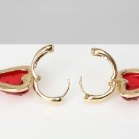 Серьги ассорти &laquo;Сердце&raquo; клубника, цвет красный в золоте