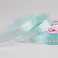Лента атласная «Made with love», 15 мм × 23 ± 1 м, цвет голубой №104 Лента атласная «Made with love», 15 мм × 23 ± 1 м, цвет голубой №104