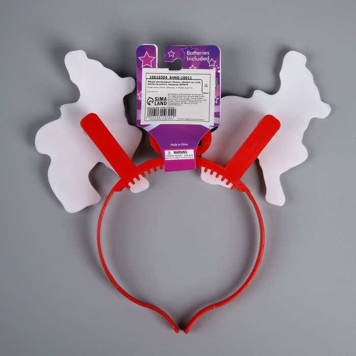 Ободок светодиодный Ободок светодиодный "Олени" 18x16x3 см, 2 LED, батарейки AG10x3 (в комплекте), мерцание, свечение мульти