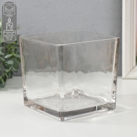 Подсвечник стекло на 1 свечу "Квадратный" прозрачный 15х15х15 см