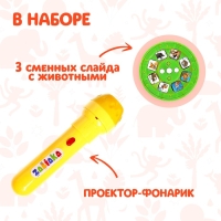 Проектор-фонарик &laquo;Мир зверей&raquo;, световые эффекты, 3 слайда, 24 картинки, МИКС