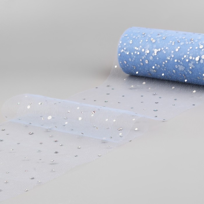 Фатин с блёстками, 15 см, 11 &plusmn; 1 г/кв.м, 23 &plusmn; 1 м, цвет голубой №21