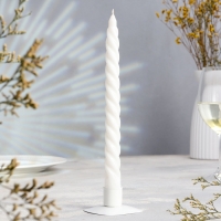 Свеча витая, 2,2х25 см, 4 шт лакированная белая