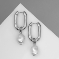 Серьги с жемчугом &laquo;Бусина&raquo; чувство нежности, цвет серебро