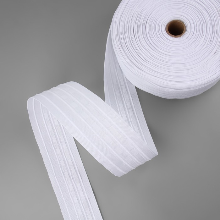 Шторная лента классическая, матовая, 6 см, 50 &plusmn; 1 м, цвет белый