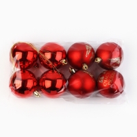 Шары ёлочные новогодние, на Новый год, d=6 см, 8 шт., цвет красный Шары ёлочные новогодние, на Новый год, d=6 см, 8 шт., цвет красный
