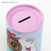 Копилка металл "Совята и сердечки" МИКС 15х8,5х8,5 см
