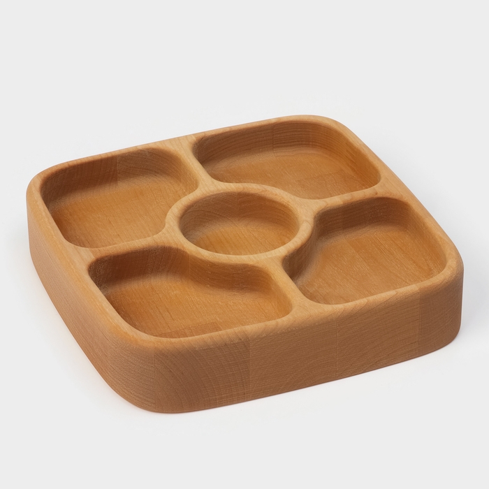 Менажница деревянная глубокая Adelica, 5 секций, береза, 18&times;18&times;4 см