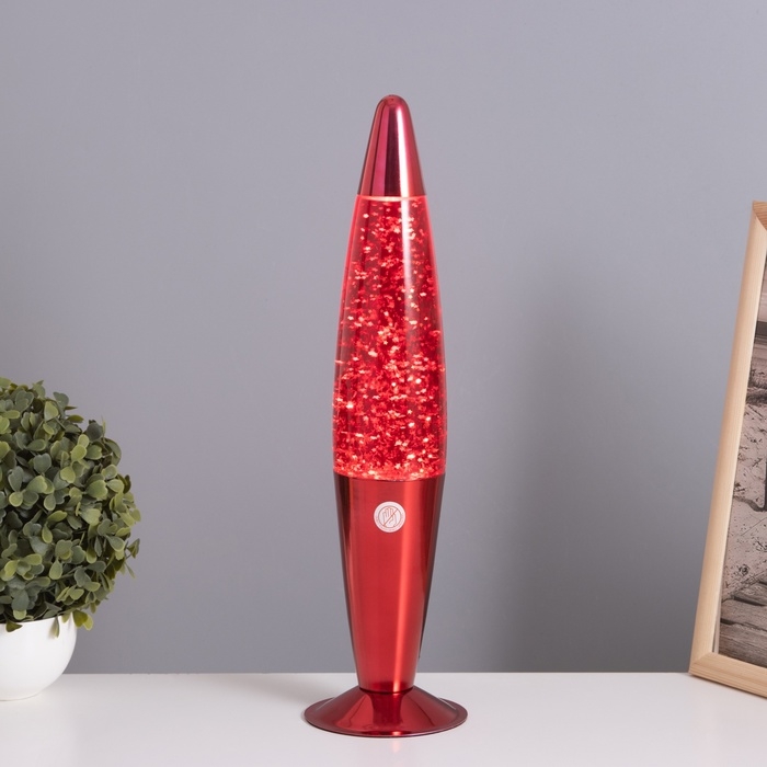 Лава-лампа "Ракета" 1х30Вт Е14-R39 (блестки) красный 11х11х41см