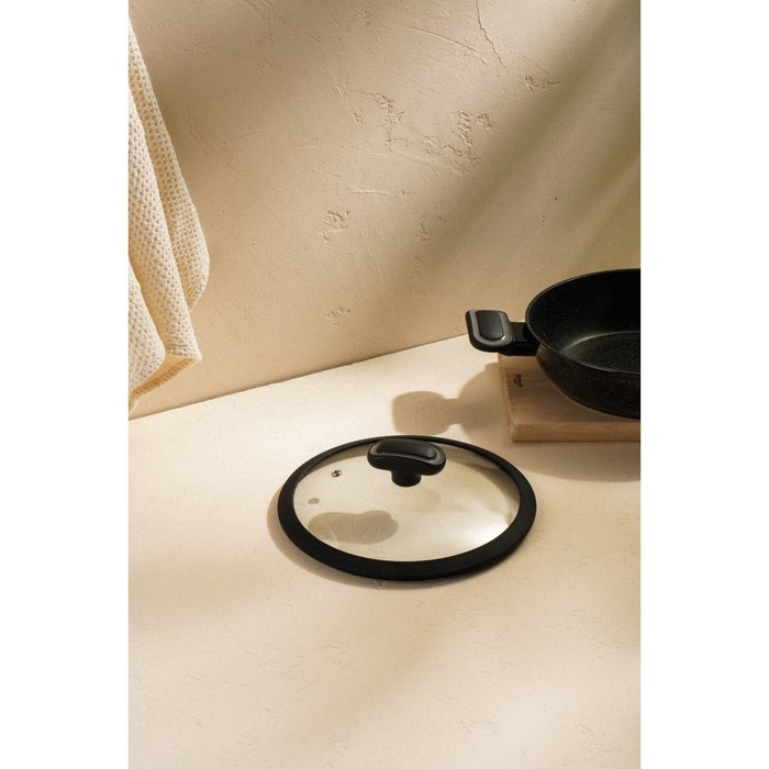 Крышка стеклянная SL Home, d=22 см, с силиконовым ободком Крышка стеклянная SL Home, d=22 см, с силиконовым ободком