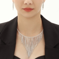 Набор 2 предмета: серьги, колье &laquo;Водопад&raquo; кольцо, цвет белый в серебре, d=13 см