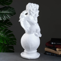 Фигура гипс &laquo;Ангел на шаре&raquo;, большой белый, 26&times;27&times;64 см