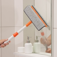 Окномойка с насадкой из микрофибры Raccoon, фиксатор, стальная телескопическая ручка, 28&times;7&times;85(120) см, цвет белый, оранжевый