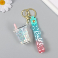 Брелок резина с карабином, ремешком "Стаканчик" водный с глиттером и жемчугом 4х4,5х4,6 см 1047328 Брелок резина с карабином, ремешком "Стаканчик" водный с глиттером и жемчугом 4х4,5х4,6 см 1047328