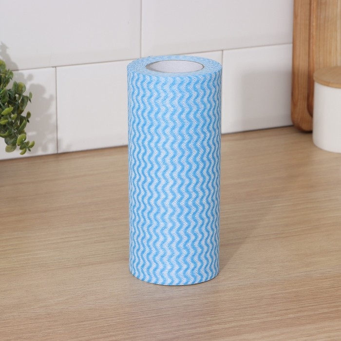 Салфетки для уборки Доляна, рулон, многоразовые, безворсовые, 100 шт, 20&times;20 см, цвет голубой