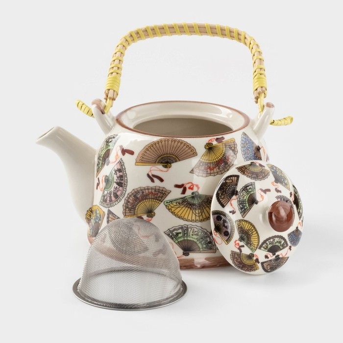 Чайник керамический заварочный с металлическим ситом &laquo;Веера&raquo;, 900 мл
