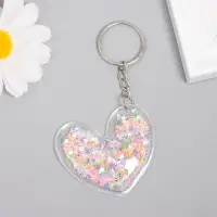 Брелок для ключей на кольце &laquo;Сердечко&raquo;, пластик с глиттером, 5.2&times;4.8 см, МИКС