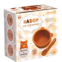 Крошка Я, набор для кормления "Мишка" SL-07251B 2 предмета, коричневый