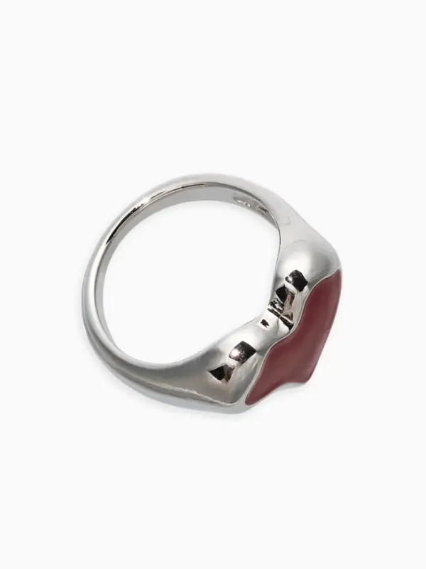 Кольцо "Сердце" корейский стиль, размер 17, цвет бордовый в серебре