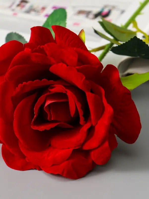 Цветы искусственные "Роза Аманда" бархат, d-11 см 58 см, красный