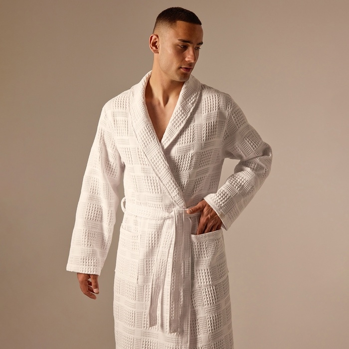 Халат вафельный мужской SL HOME: Chess Халат вафельный мужской SL HOME: Chess "Блан де Блан", размер XL, 100% хлопок, 340 г/м2