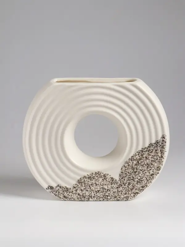 Ваза настольная керамика "Паскуаль" 16х19 см, бело-серый