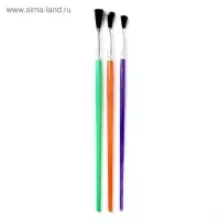 Набор кистей нейлон, 3 штуки, плоские, с пластиковыми, цветными ручками