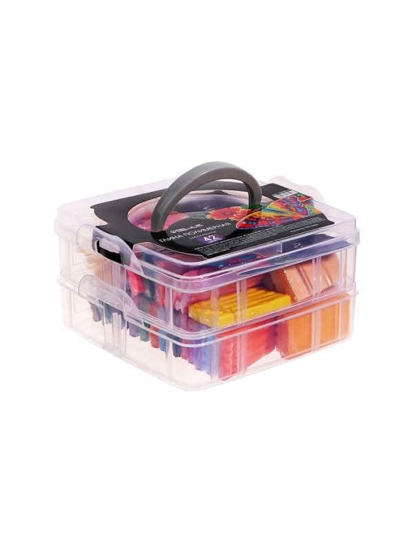 Набор глина полимерная запекаемая, 42 цвета по 20 г, с аксессуарамив кейсе