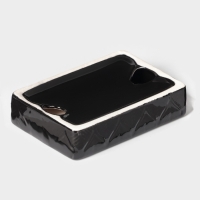 Набор для ванной &laquo;Лепесток&raquo;, 3 предмета, дозатор для мыла, стакан, мыльница, чёрный