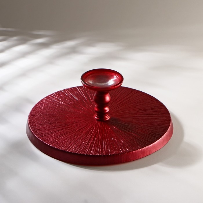 Блюдо сервировочное для торта &laquo;Кувшинка&raquo;, d=28 см, на ножке, цвет красный