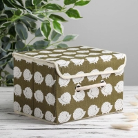 Короб стеллажный для хранения с крышкой &laquo;Ёжики&raquo;, 25&times;20&times;17 см, цвет зелёный